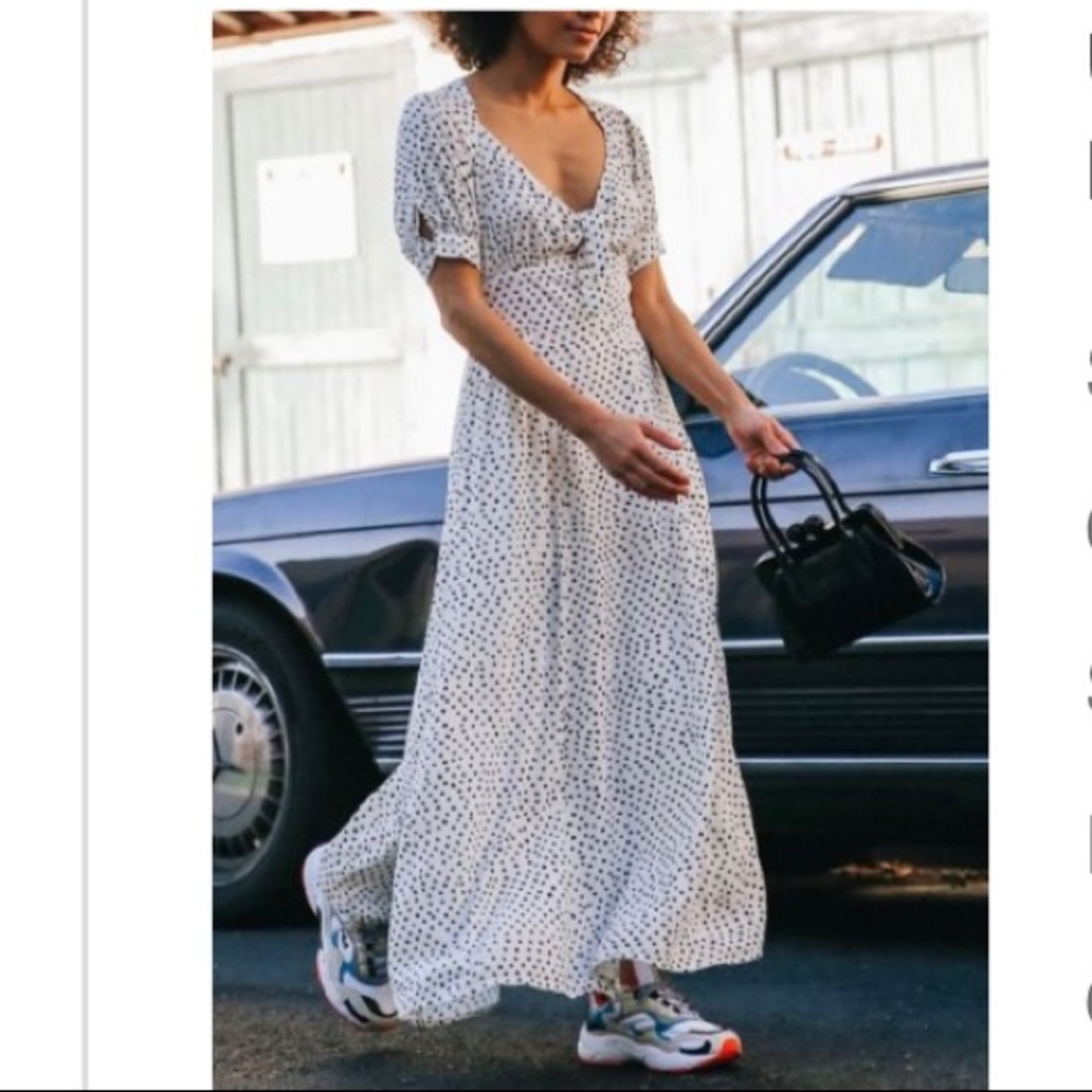 UO Devin Polka Dot Tie-Front Midi Dress